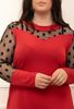 Picture of PLUS SIZE RED DRESS WITH CHIFFON POLKA DOT SLEEVE
